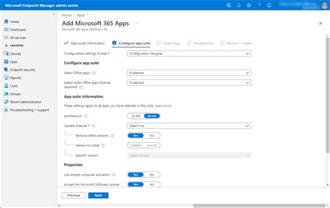 Microsoft 365 Apps admin center.